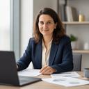 Céline Güzey bei der digitalen Kundenbetreuung mit Unterlagen zu einem Kleinkredit
